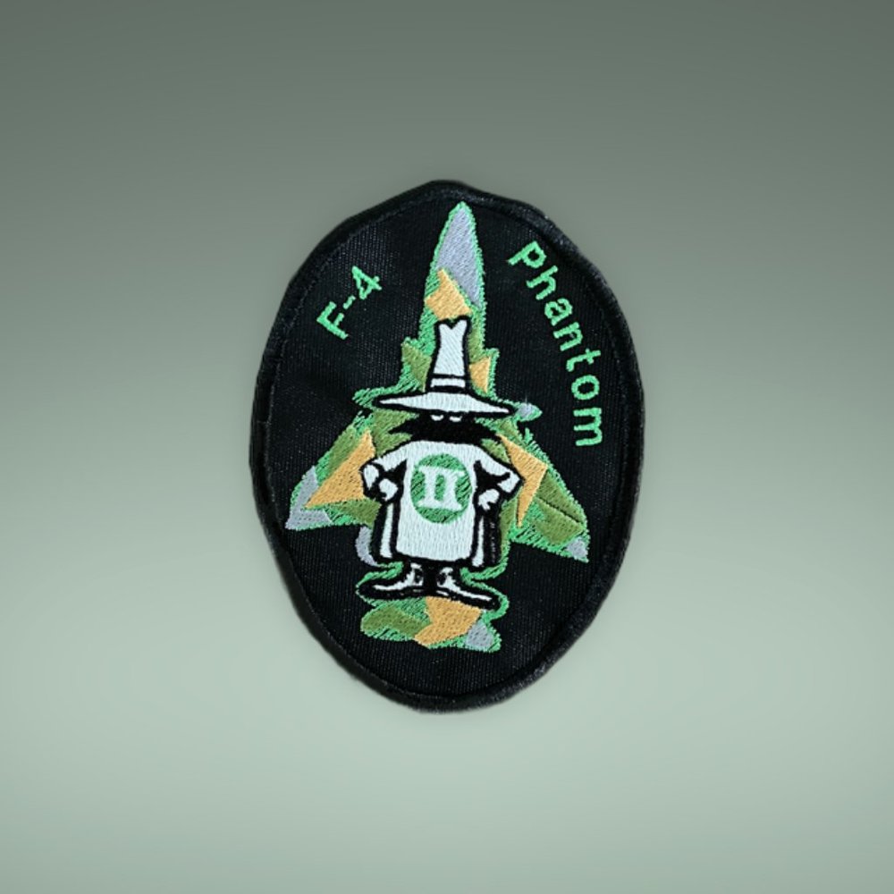 F-4 Glow-in-the-dark Phantom embroidered patch white glows green in the dark